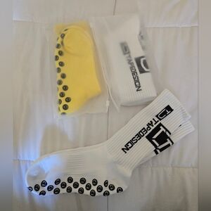 White and Yellow Grippy Socks
